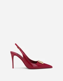 Polished calfskin slingbacks