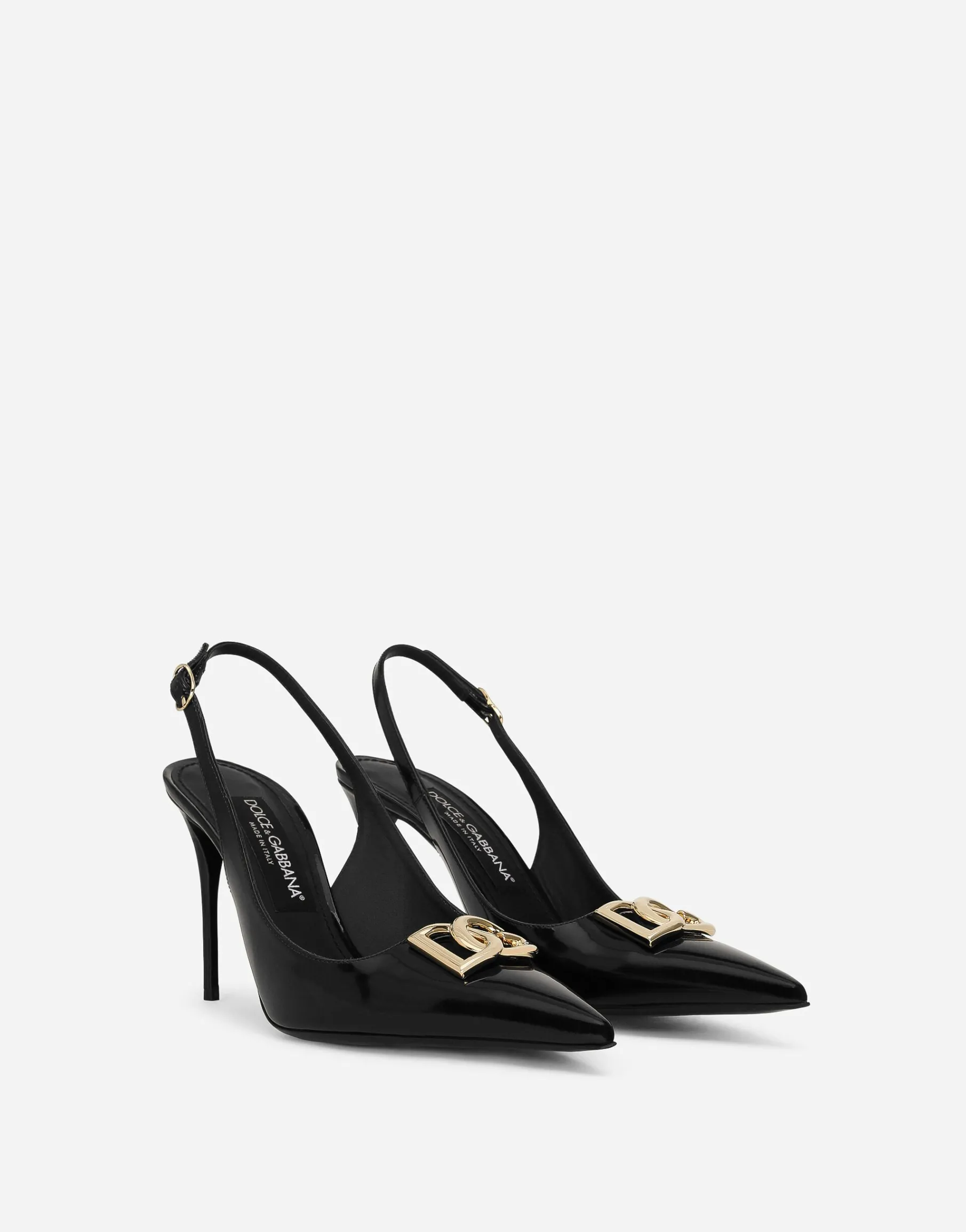 Polished calfskin slingbacks