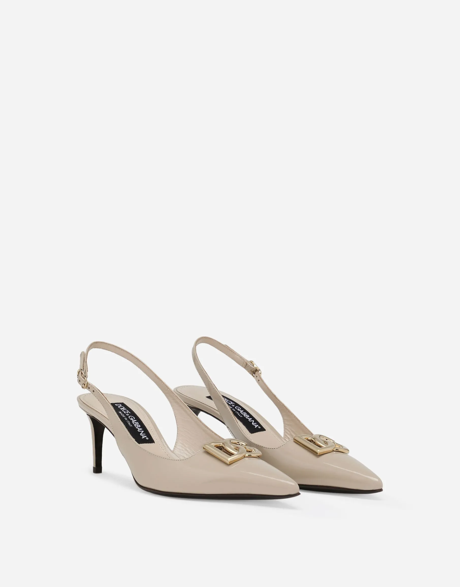 Polished calfskin slingbacks