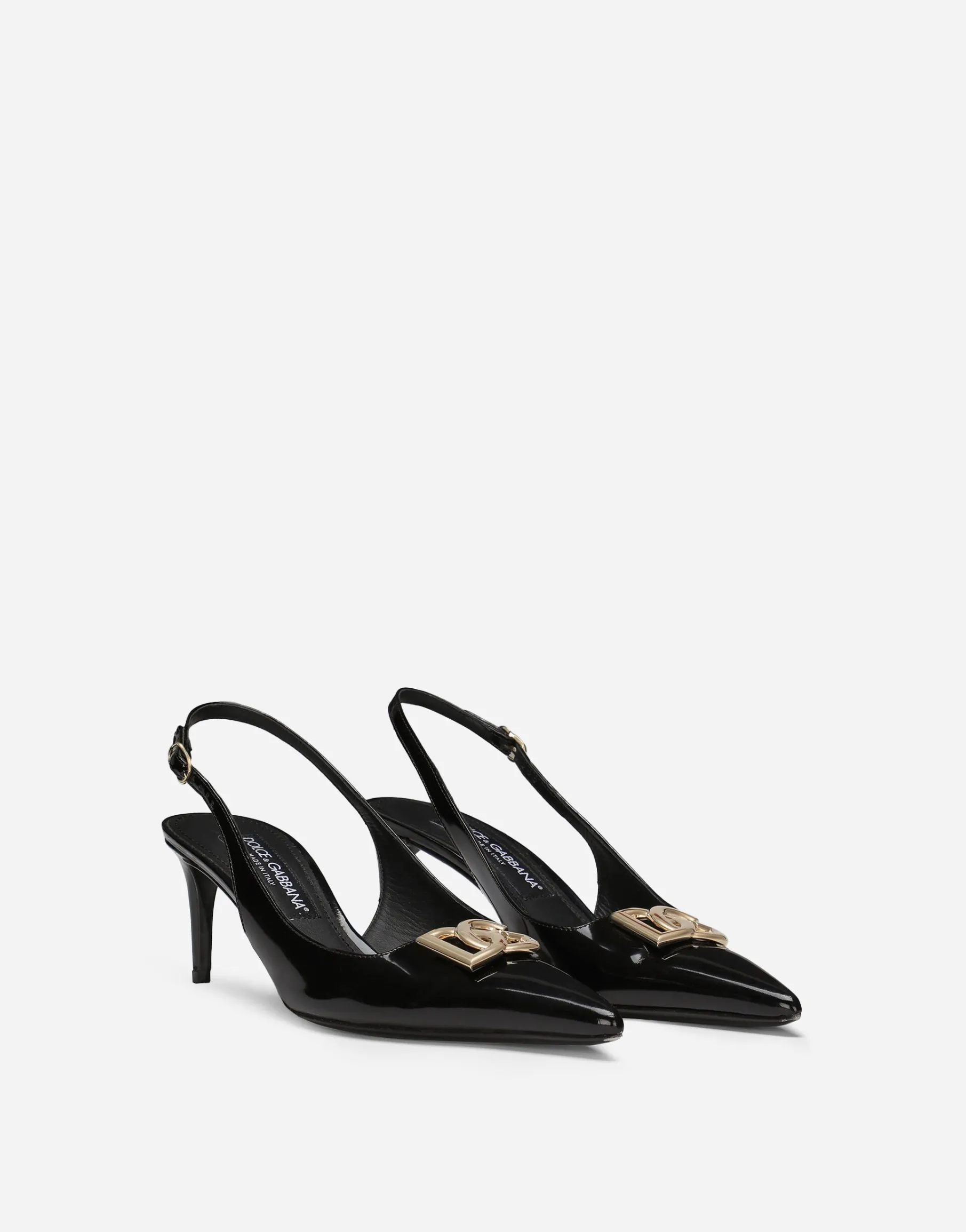 Polished calfskin slingbacks