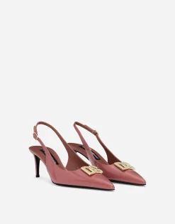 Polished calfskin slingbacks