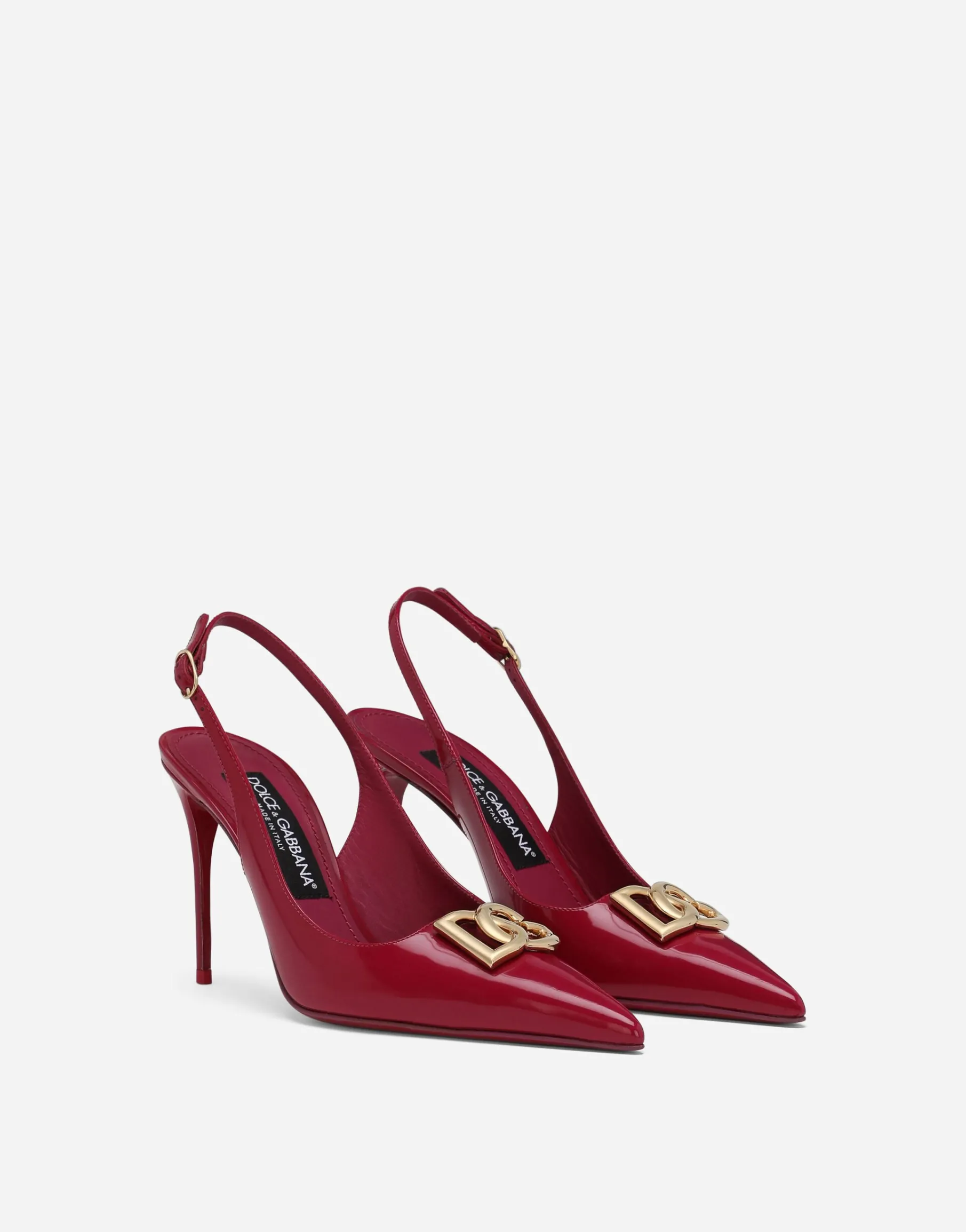 Polished calfskin slingbacks