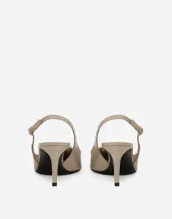 Polished calfskin slingbacks