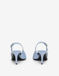 Polished calfskin slingbacks