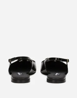 Polished calfskin slingbacks