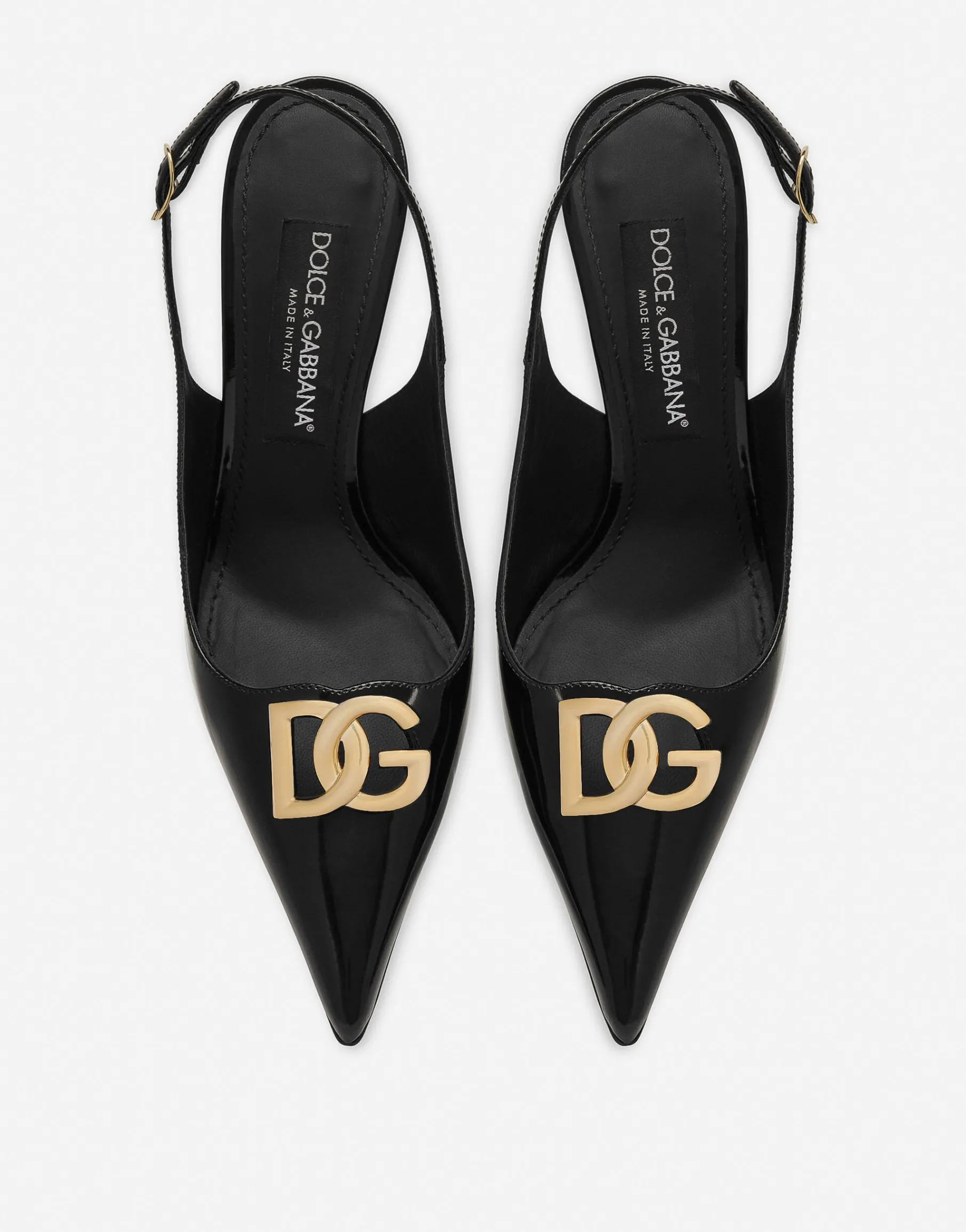 Polished calfskin slingbacks