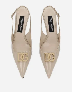 Polished calfskin slingbacks