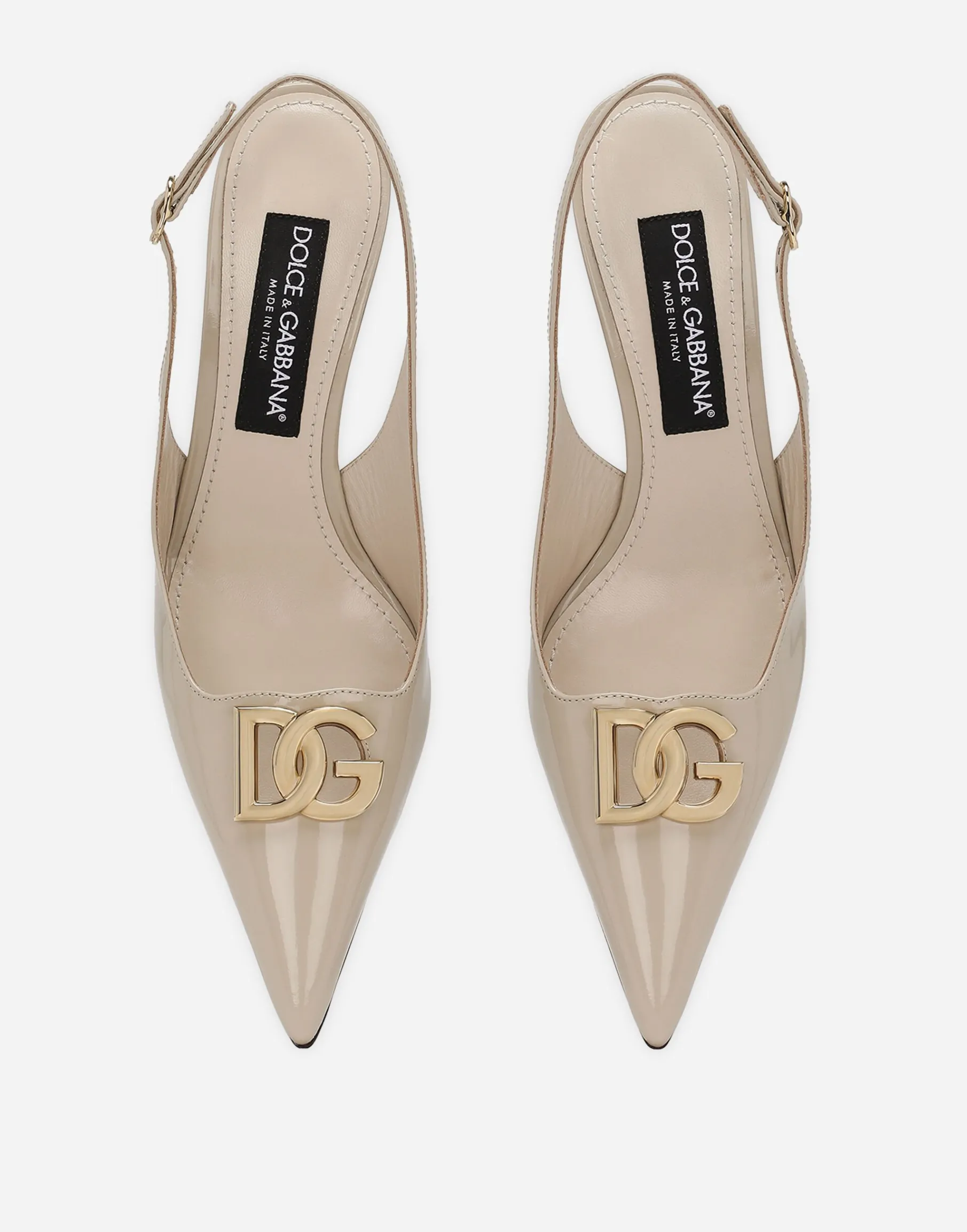 Polished calfskin slingbacks