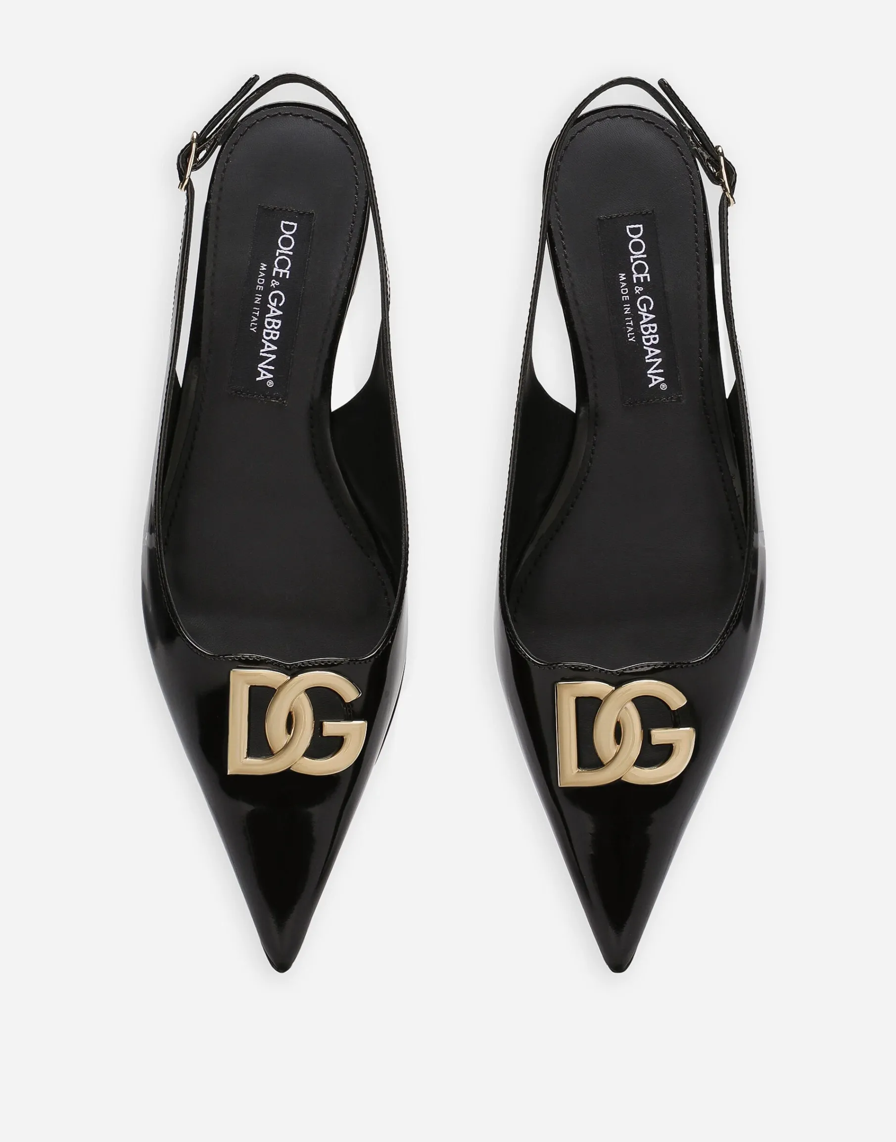 Polished calfskin slingbacks