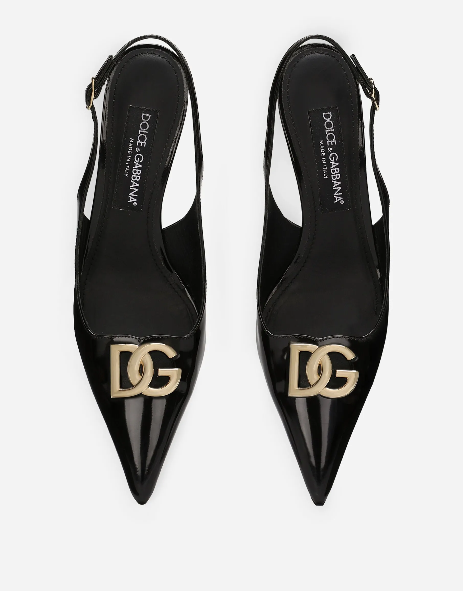 Polished calfskin slingbacks