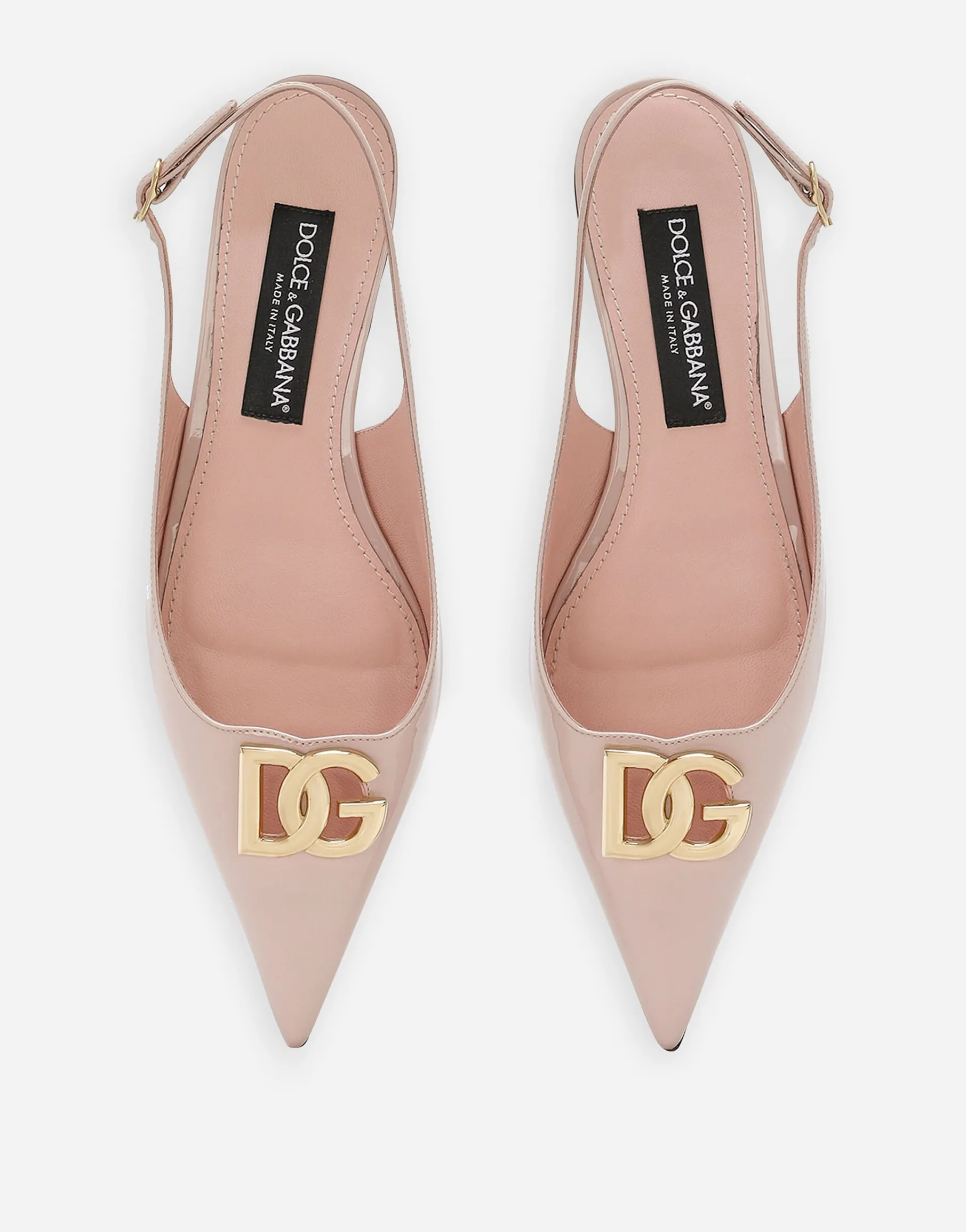 Polished calfskin slingbacks