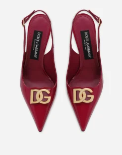 Polished calfskin slingbacks