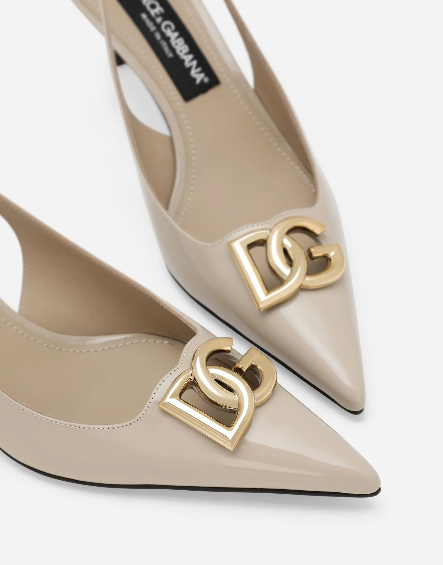 Polished calfskin slingbacks