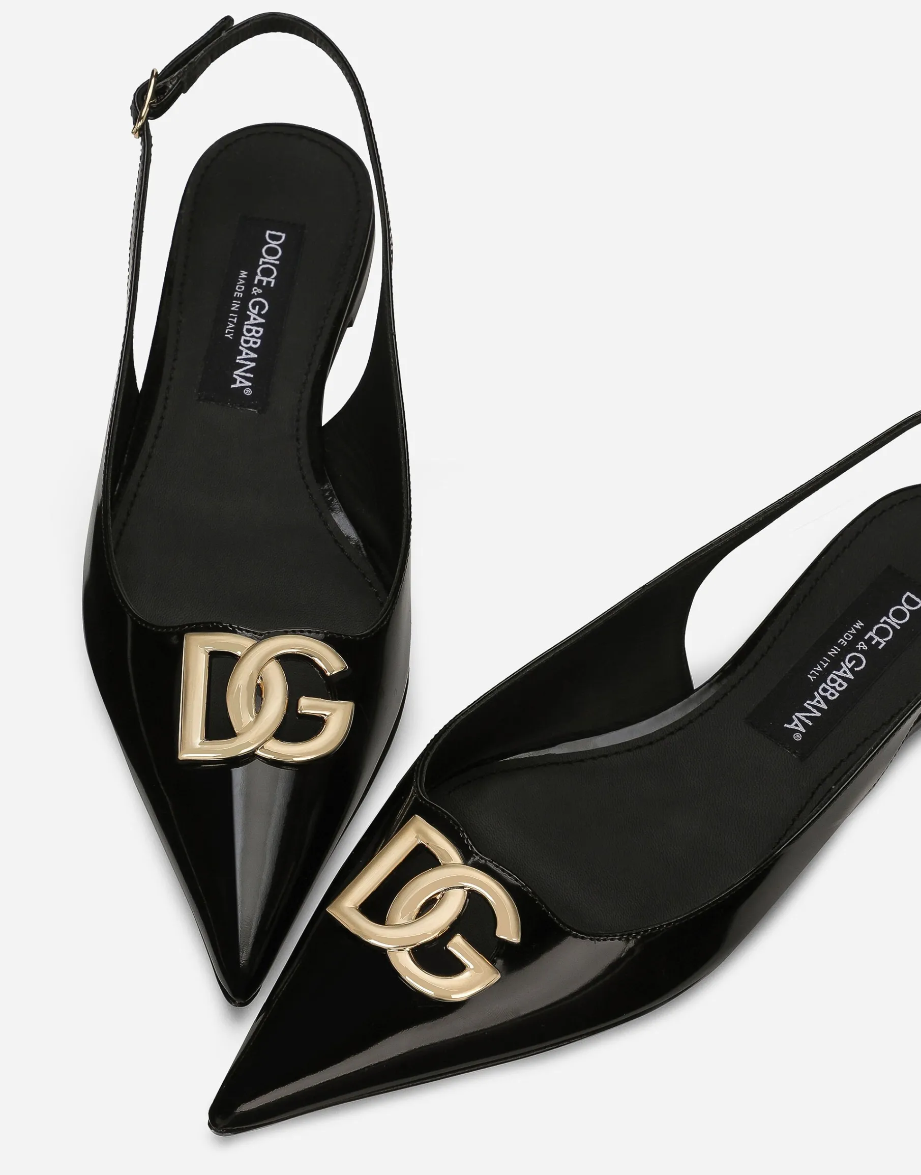 Polished calfskin slingbacks