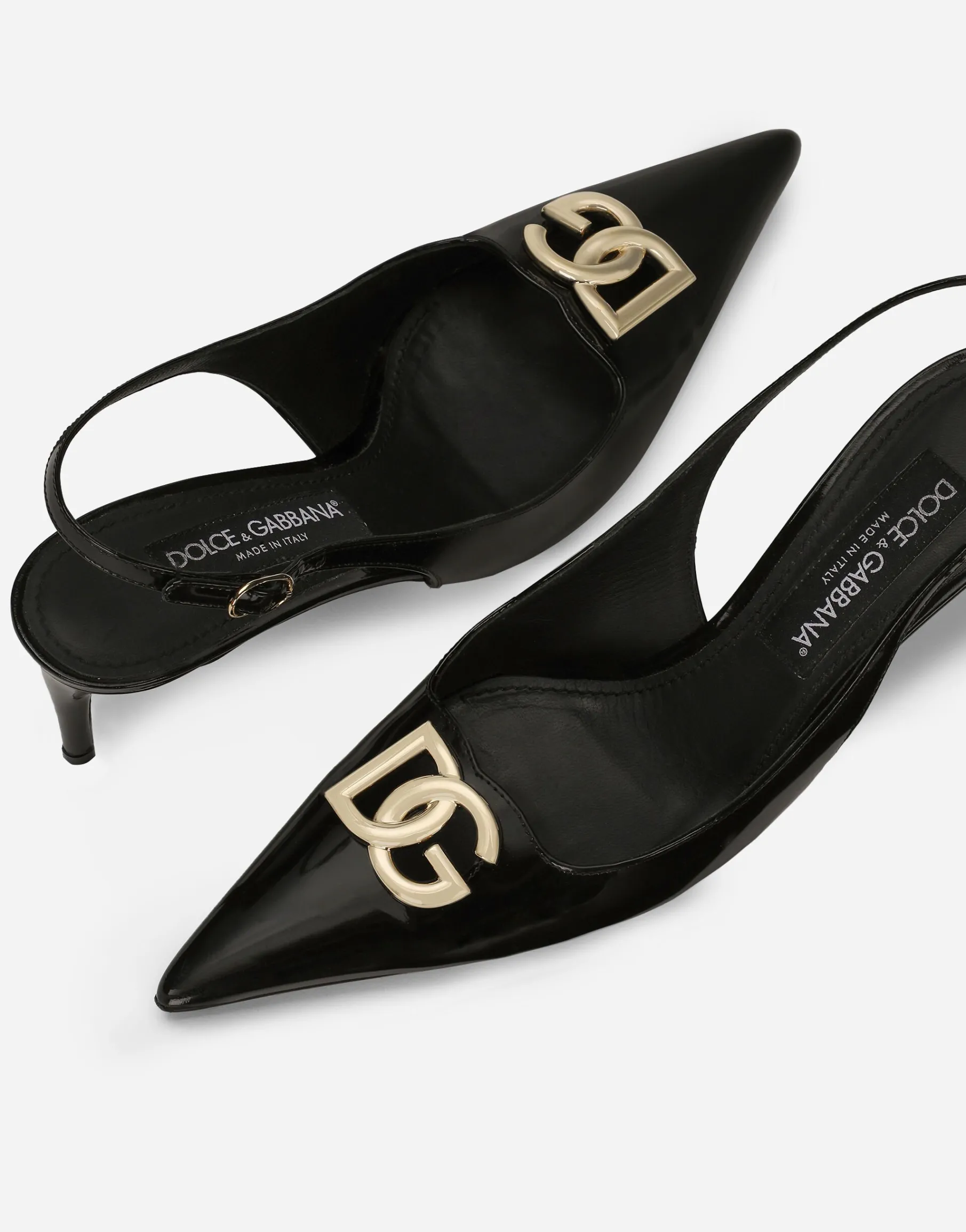 Polished calfskin slingbacks