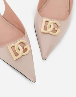 Polished calfskin slingbacks