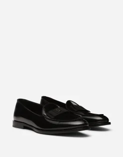 Polished calfskin slippers