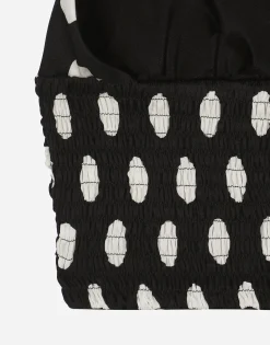 Polka-dot charmeuse top with plunging neckline