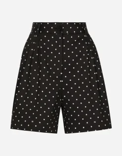 Polka-dot cotton shorts