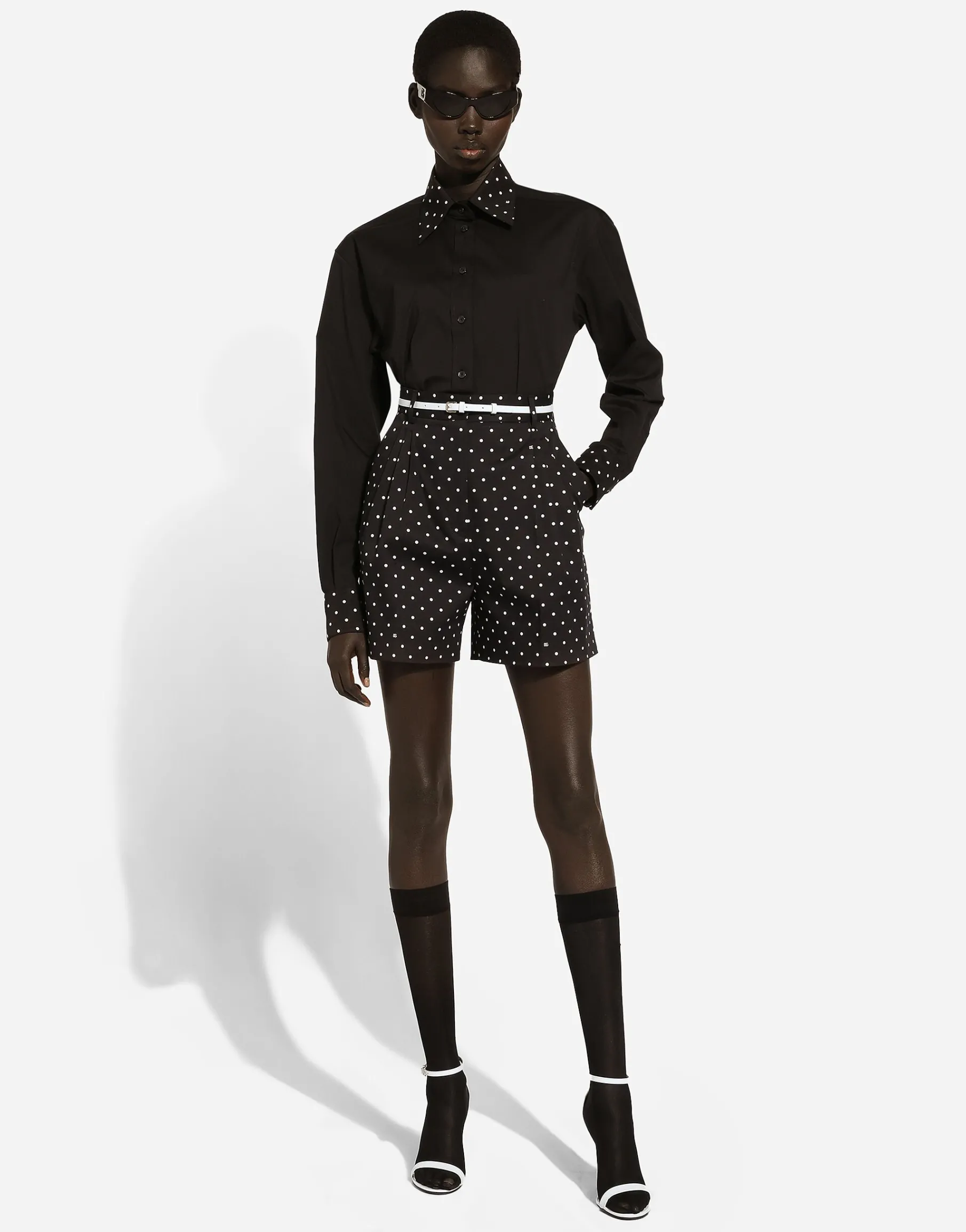 Polka-dot cotton shorts