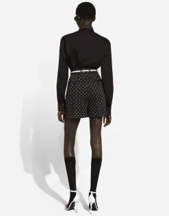 Polka-dot cotton shorts