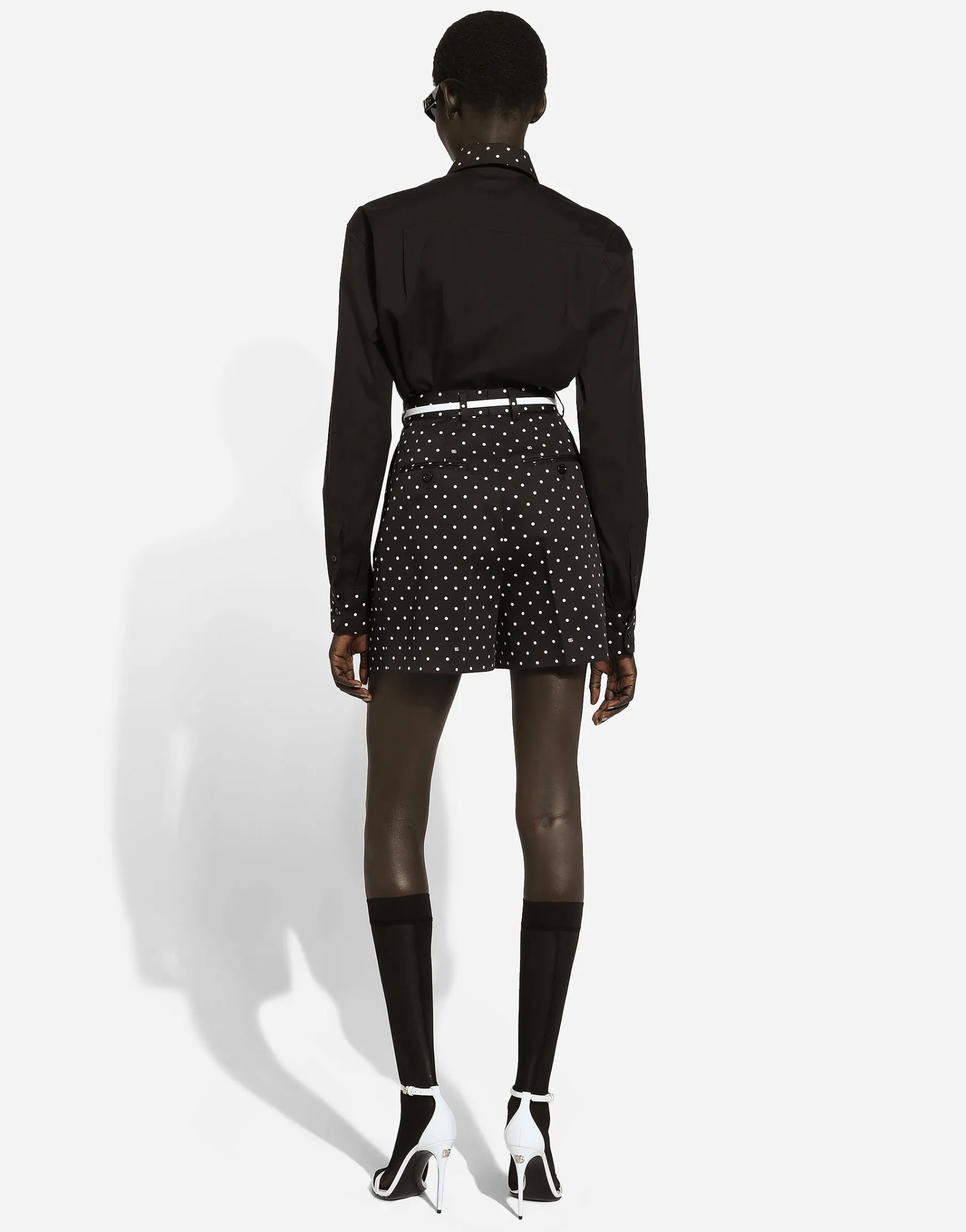 Polka-dot cotton shorts