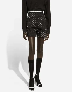 Polka-dot cotton shorts