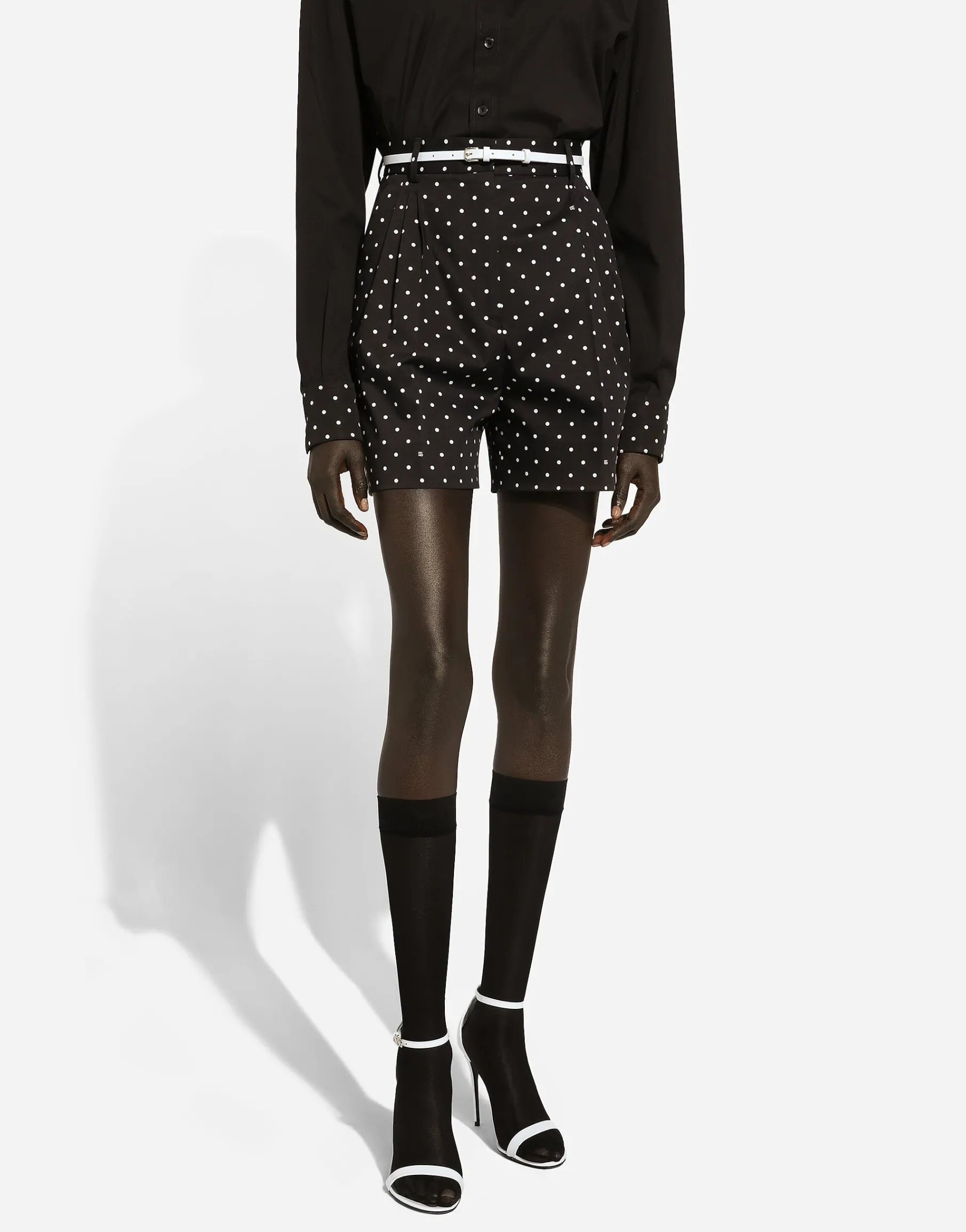 Polka-dot cotton shorts