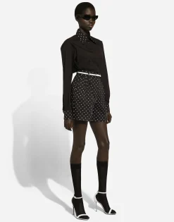 Polka-dot cotton shorts