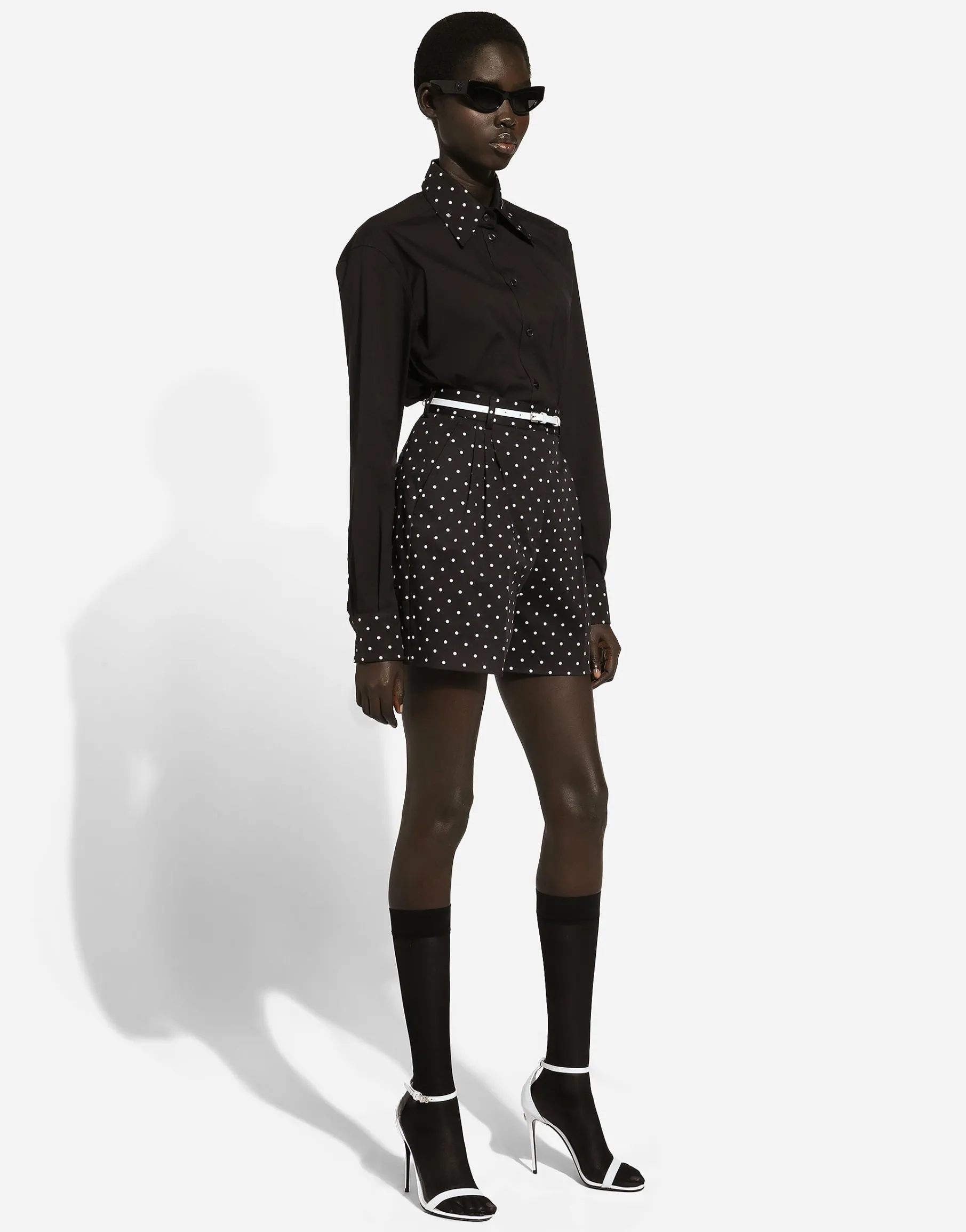 Polka-dot cotton shorts