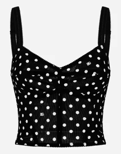 Polka-dot marquisette corset top