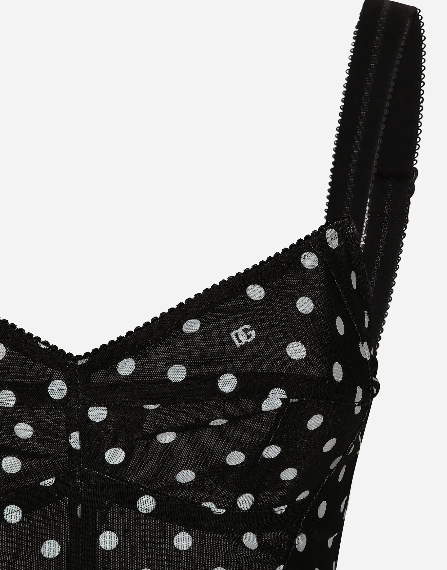 Polka-dot marquisette corset top