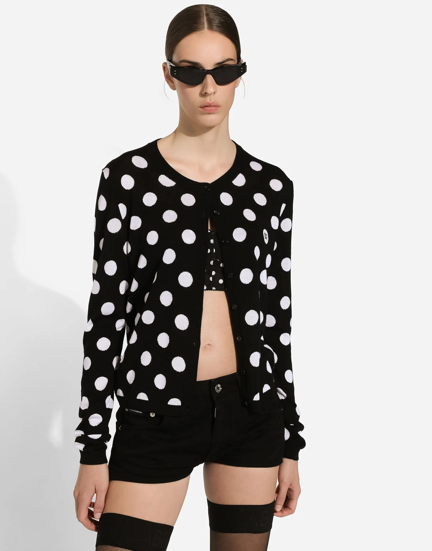 Polka-dot marquisette corset top