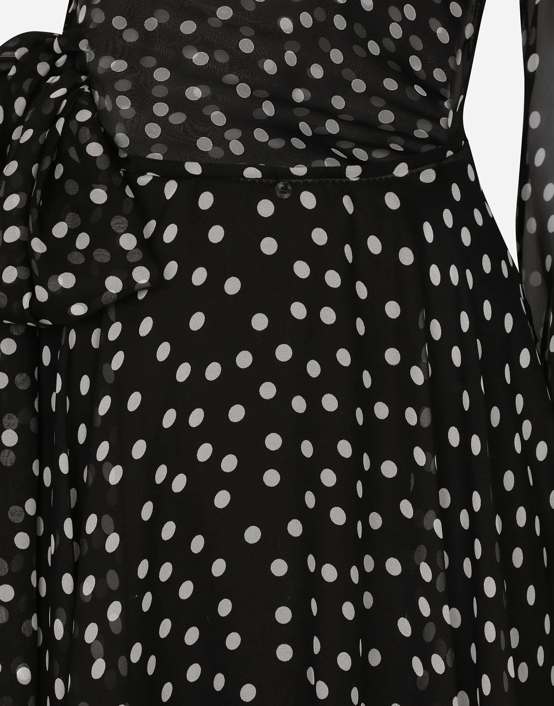 Polka-dot one-shoulder chiffon dress