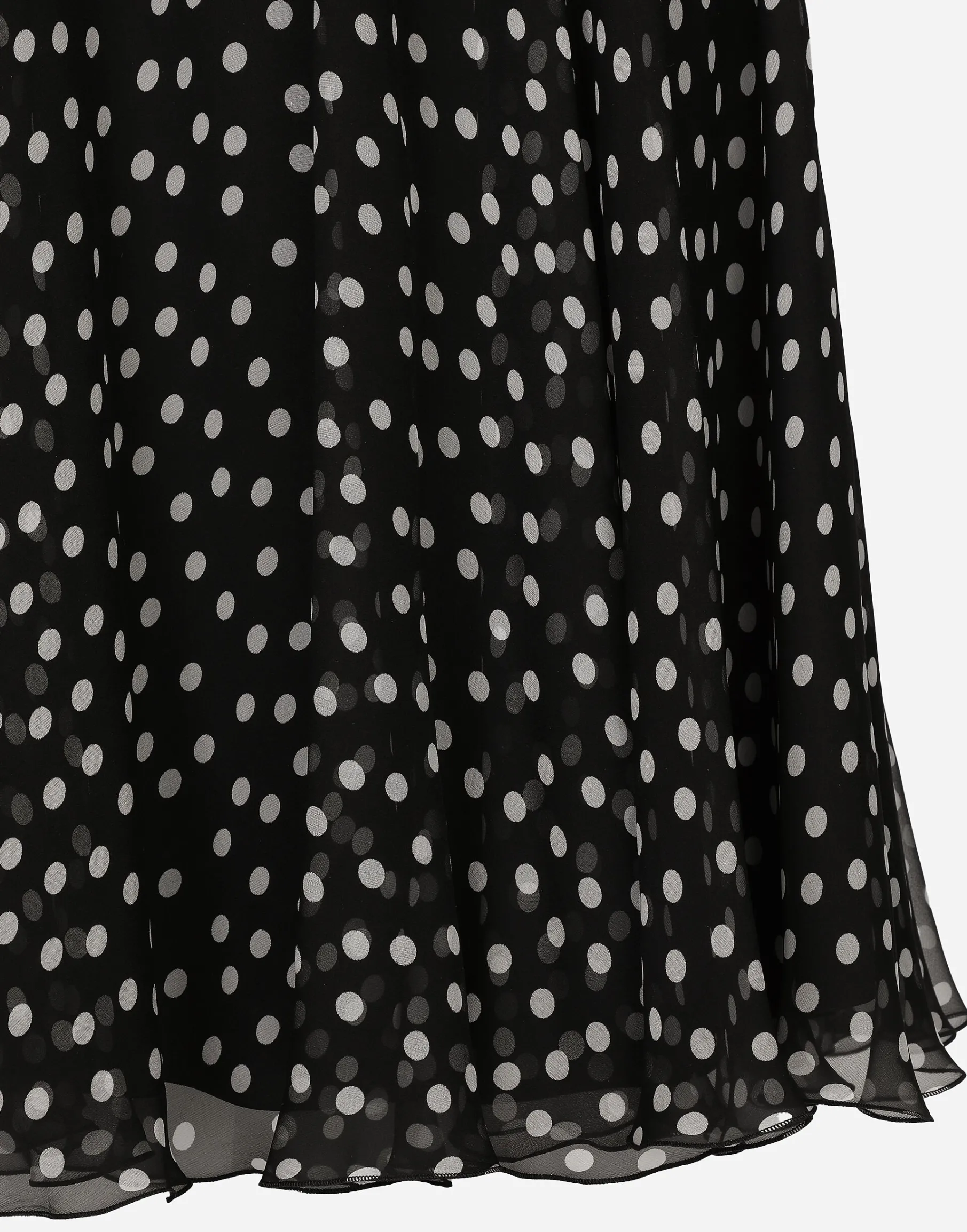 Polka-dot one-shoulder chiffon dress