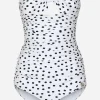 Polka-dot strapless one-piece swimsuit