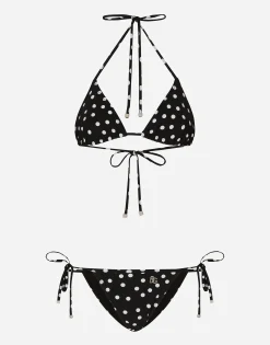 Polka-dot triangle bikini