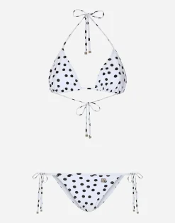 Polka-dot triangle bikini