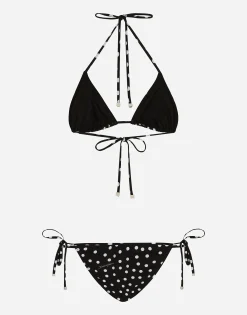 Polka-dot triangle bikini