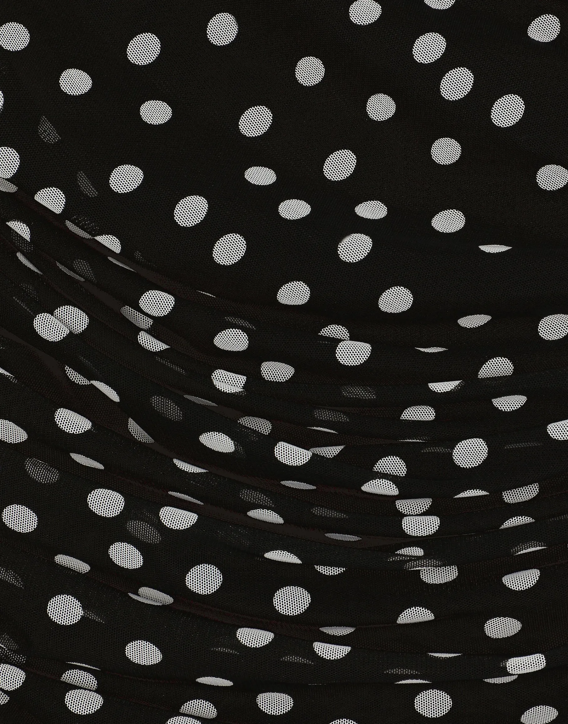 Polka-dot tulle top with wrap-front neckline