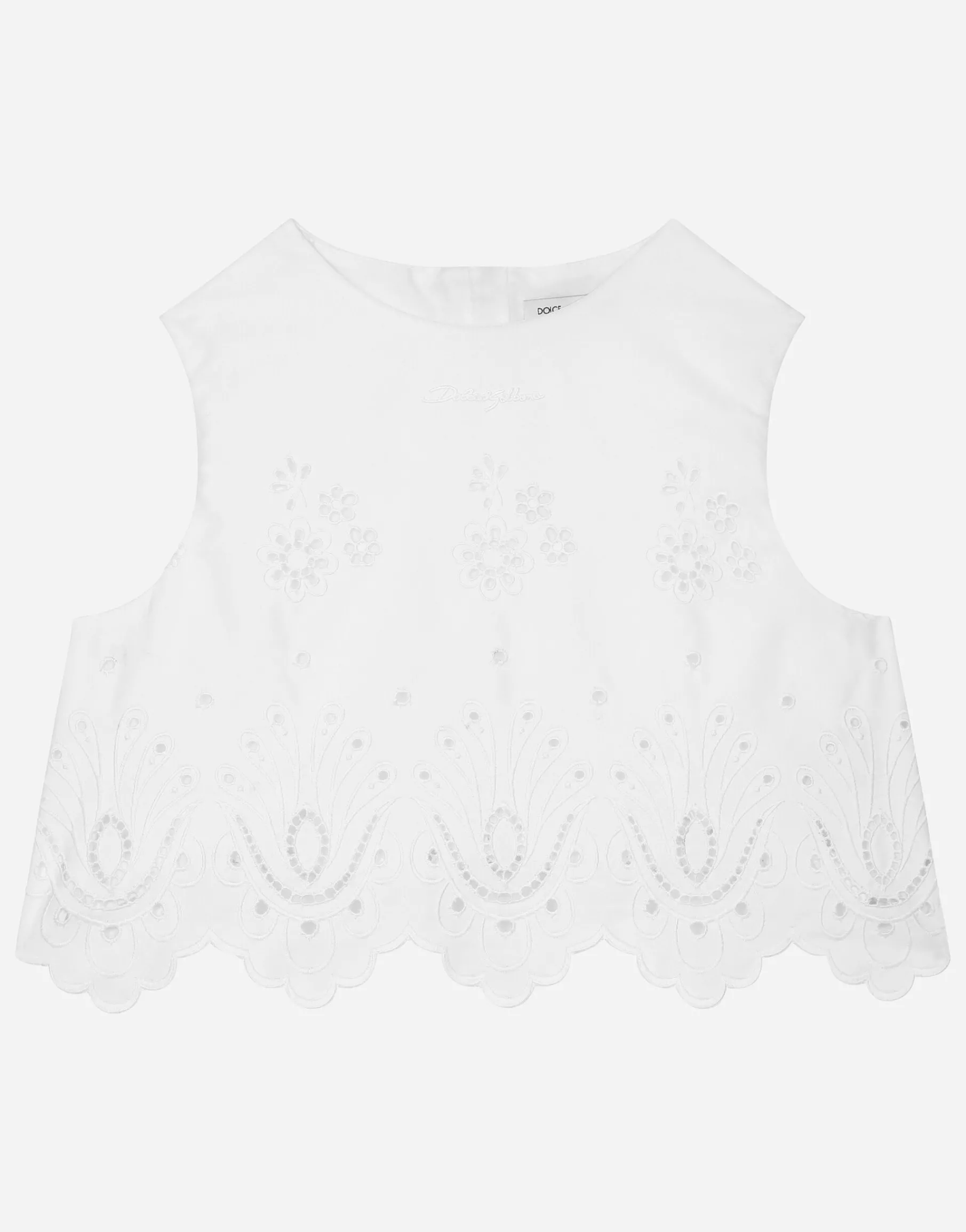 Poplin and broderie anglaise top