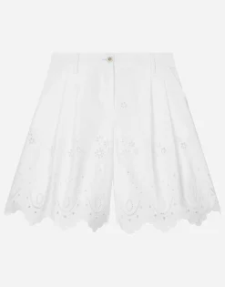 Poplin and broderie anglaise shorts