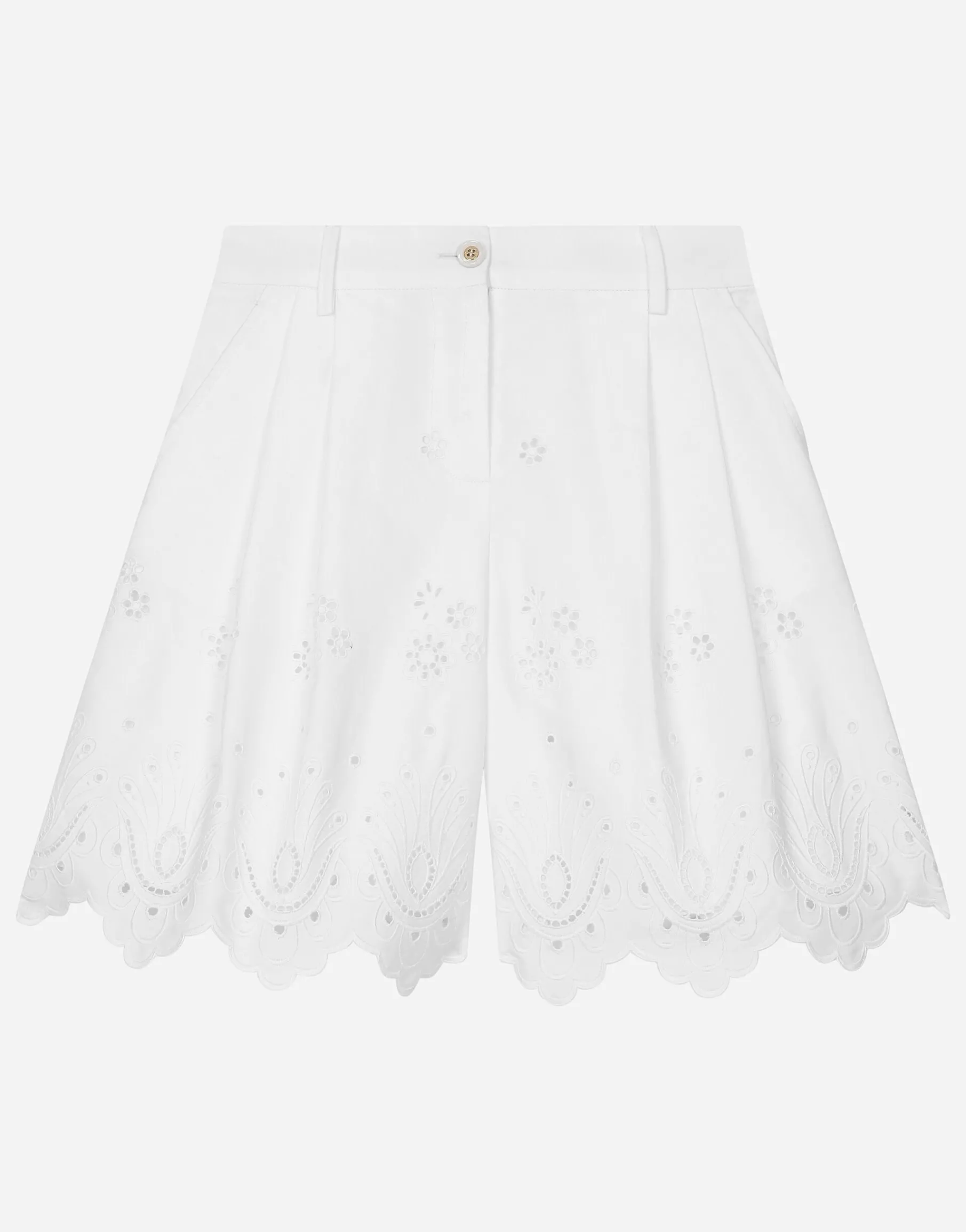 Poplin and broderie anglaise shorts