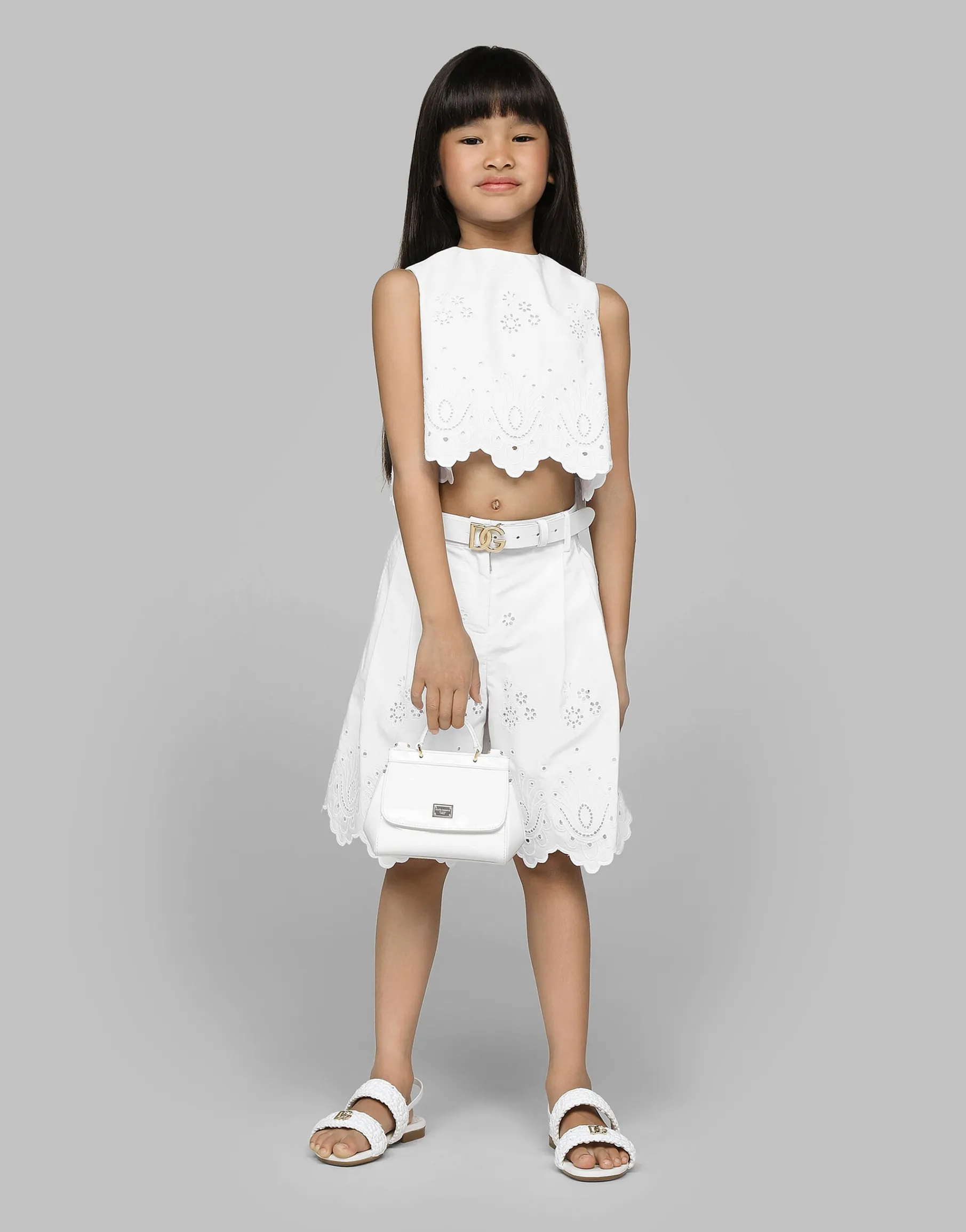Poplin and broderie anglaise shorts