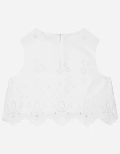 Poplin and broderie anglaise top