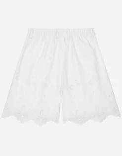 Poplin and broderie anglaise shorts