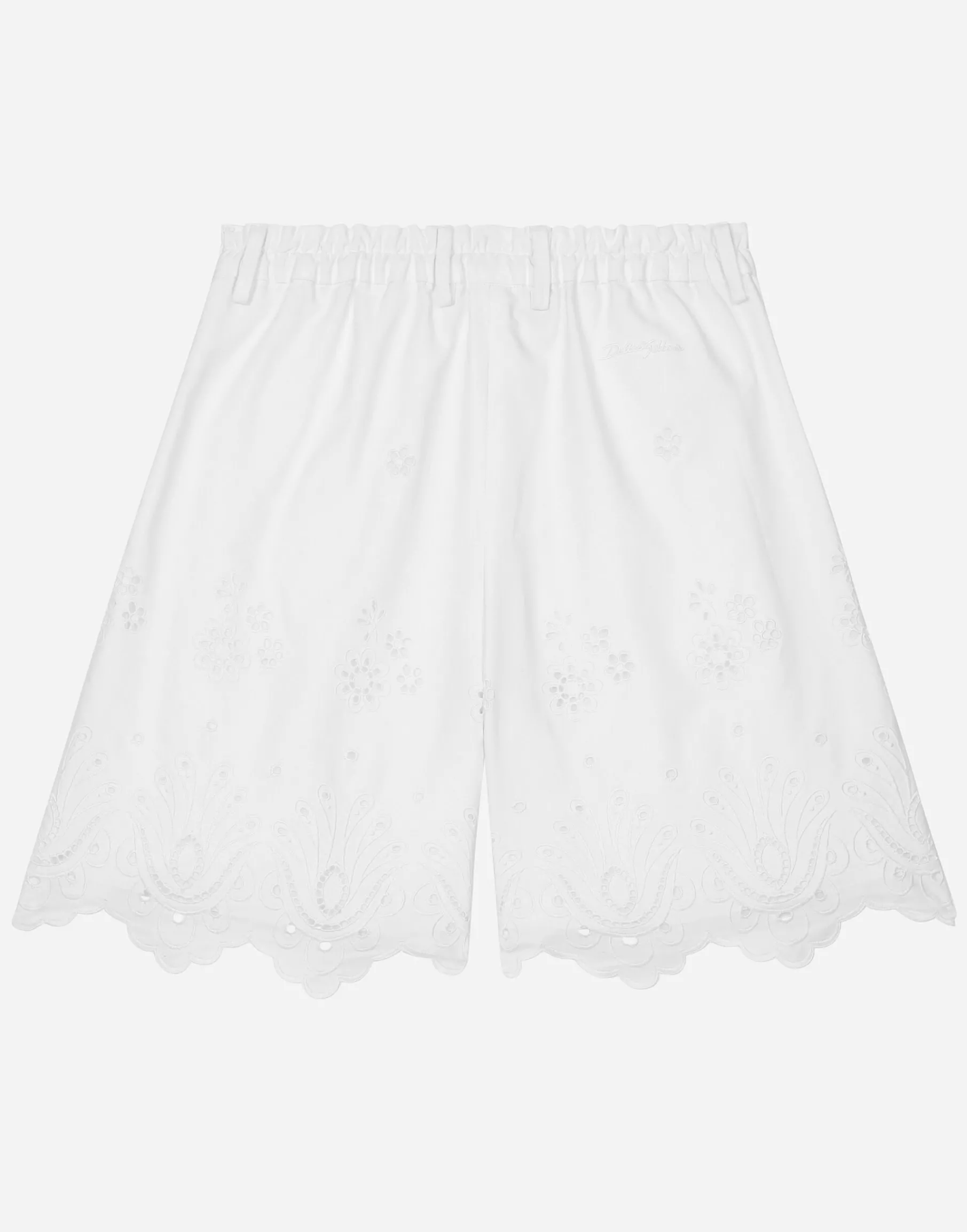 Poplin and broderie anglaise shorts