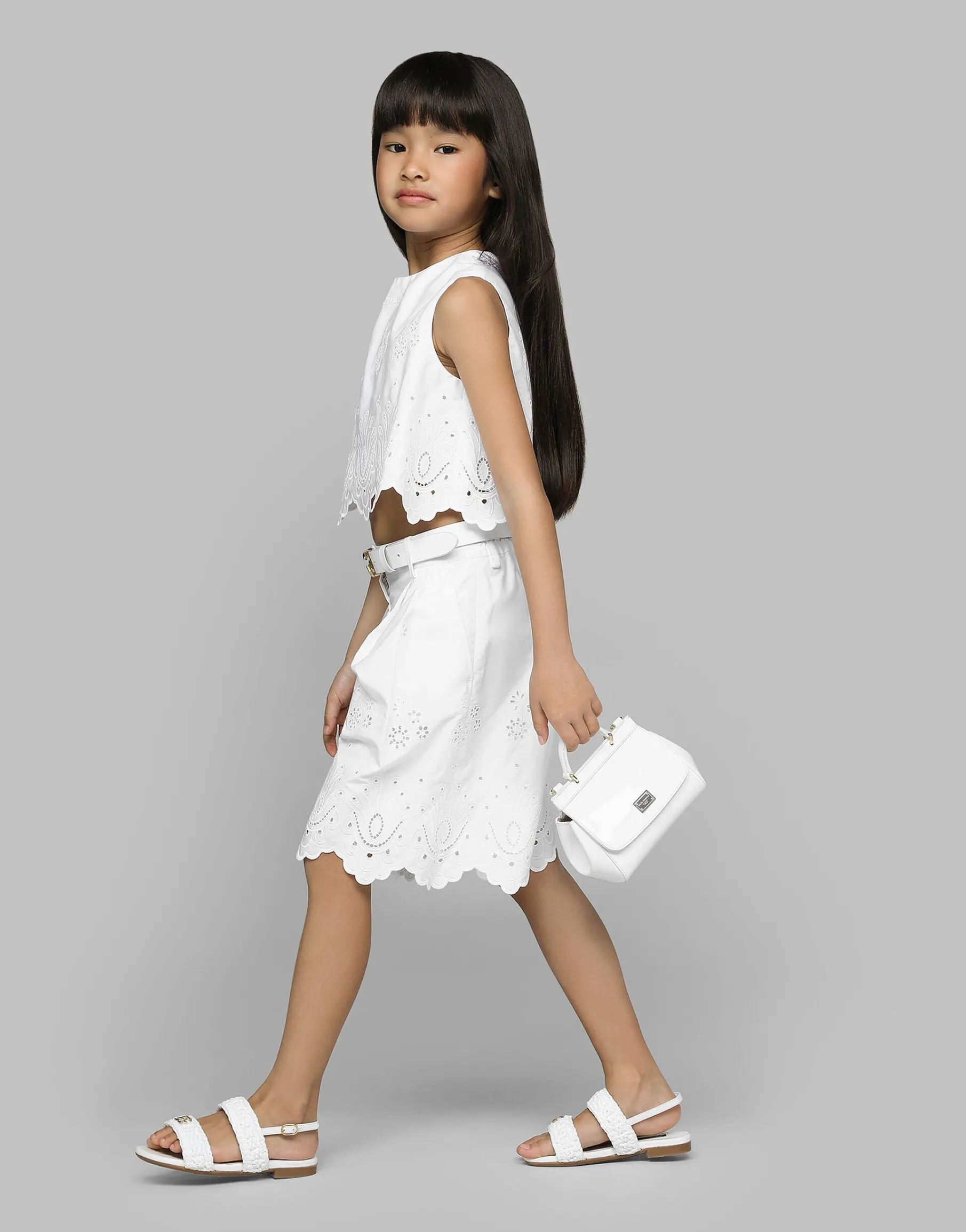 Poplin and broderie anglaise shorts