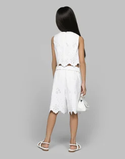 Poplin and broderie anglaise shorts
