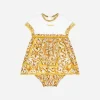 Poplin and jersey dress with yellow majolica print